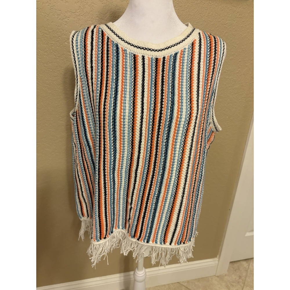 Lou And Grey Loft Sleeveless Knit Striped Sweater Tank, XL